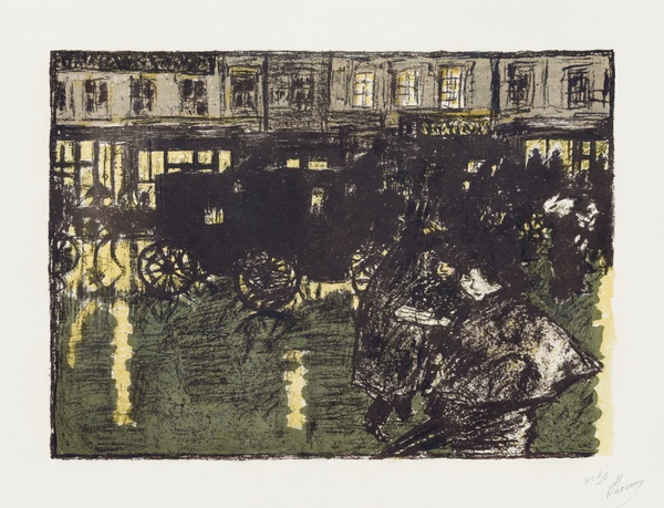 Some Aspects of Life in Paris, 11: A Street on a Rainy Evening (Rue le soir sous la pluie) - Pierre Bonnard (1899)