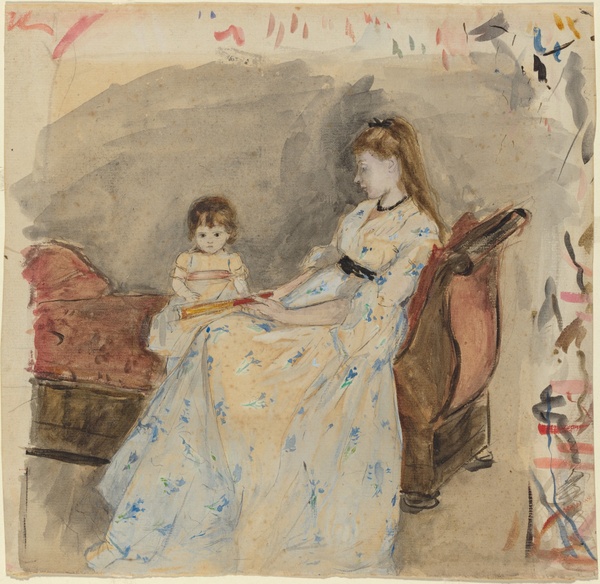 The Artist's Sister, Edma, with Her Daughter, Jeanne - Berthe Morisot (1872)