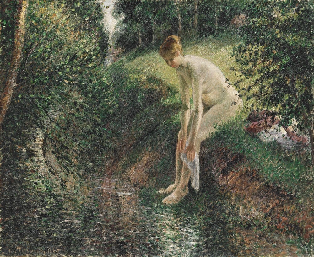 Bather in the Woods - Camille Pissarro (1895)