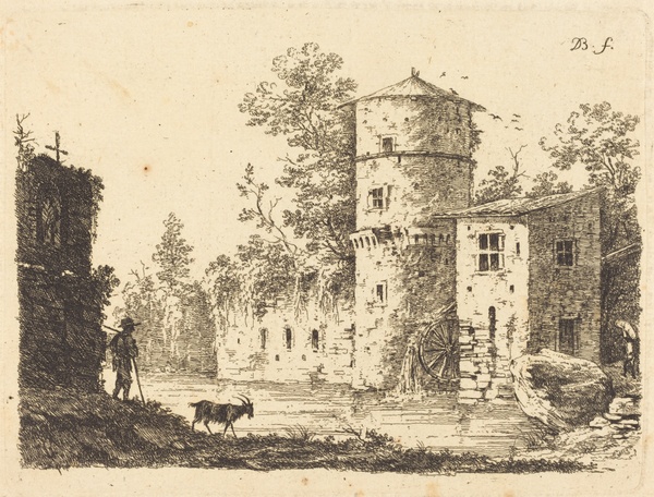 Ancient Tower with a Water Mill - Jean-Jacques de Boissieu (1759)