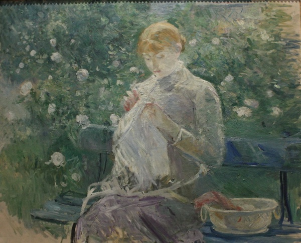 Pasie Sewing in Bougival's Garden - Berthe Morisot (1881)