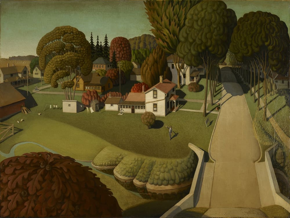 The Birthplace of Herbert Hoover, West Branch, Iowa - Grant Wood (1931)