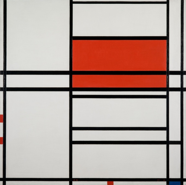 Composition of Red and White: Nom 1 / Composition No. 4 with Red and Blue - Piet Mondrian (1938–1942)