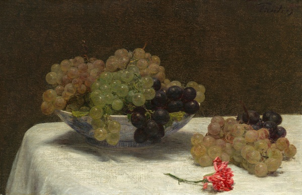 Still Life with Grapes and a Carnation - Henri Fantin-Latour (c. 1880)