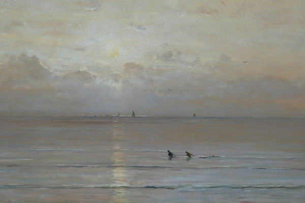Sunset with Crab Fishermen - Hendrik Willem Mesdag (c. 1900)