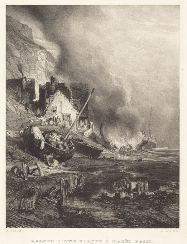 Radoub d'une Barque à la Marée Basse (Refitting of a Ship at Low Tide) - Eugène Isabey (1833)