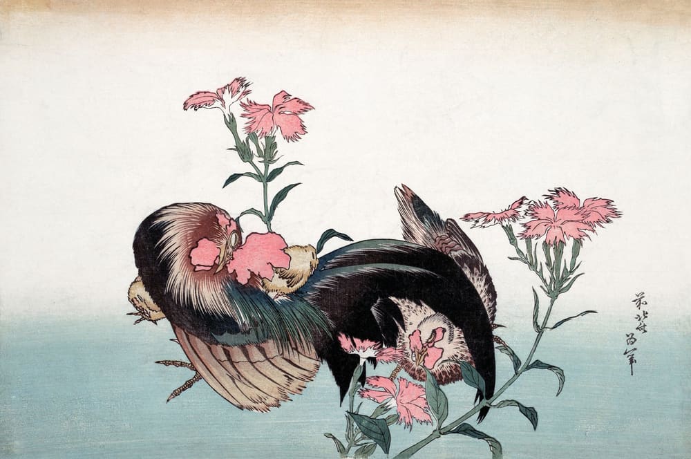 Cock and Flower - Katsushika Hokusai (c. 1830–1834)