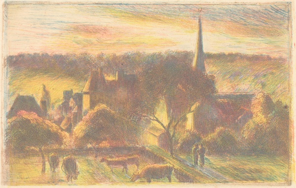 Eglise et ferme d'Éragny (A Church and Farm at Éragny) - Camille Pissarro (1890)