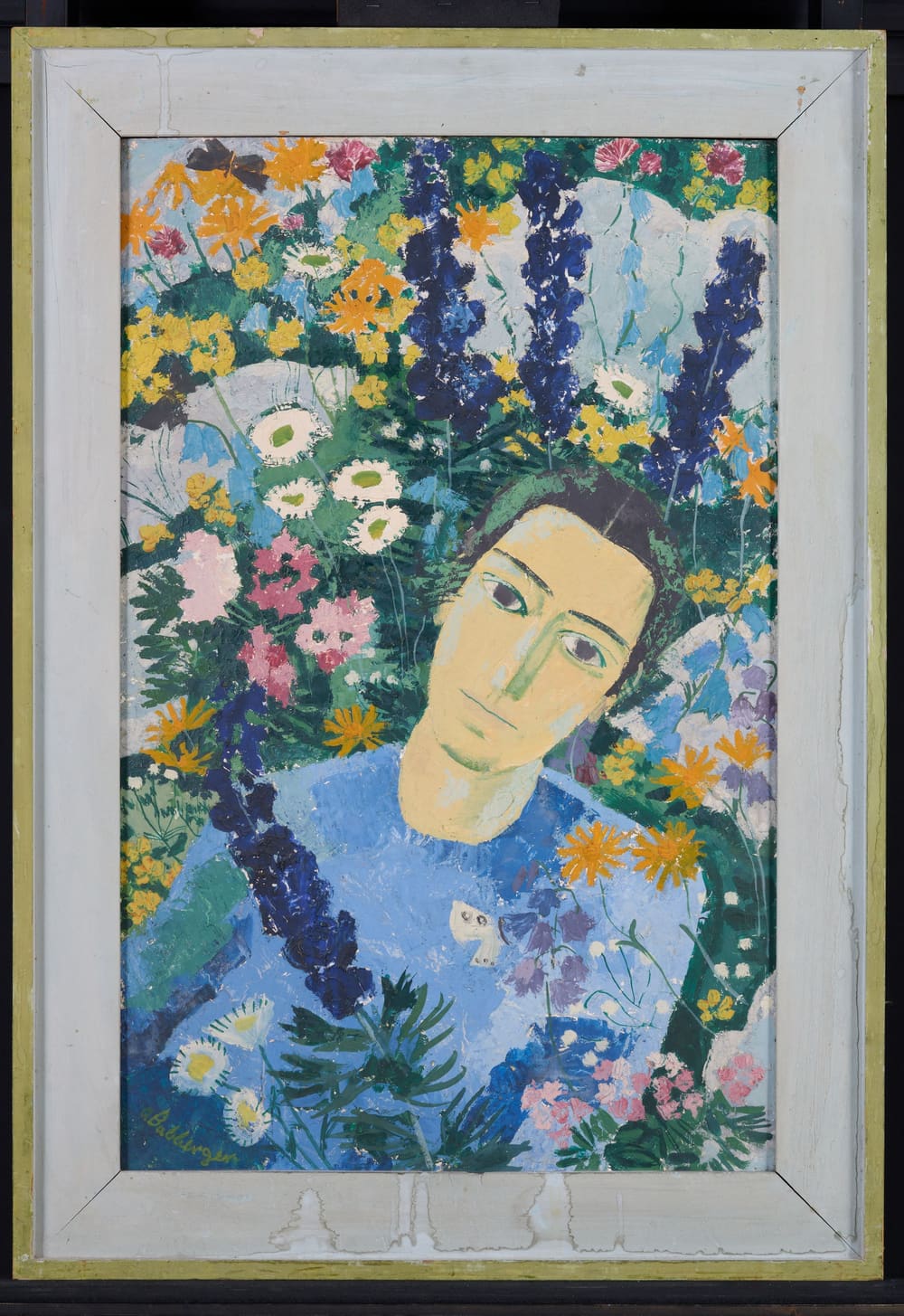 Blumenbild mit Mädchen - August Babberger
