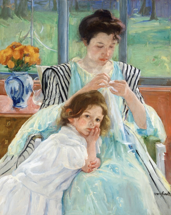 Young Mother Sewing - Mary Cassatt (1900)