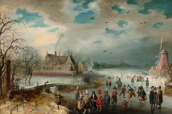 Skating on the Frozen Amstel River - Adam van Breen (1611)