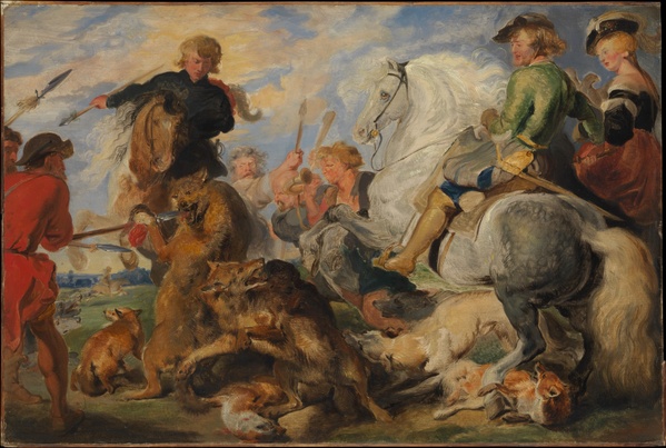 Copy after Rubens's "Wolf and Fox Hunt" - Sir Edwin Henry Landseer (ca. 1824–1826)