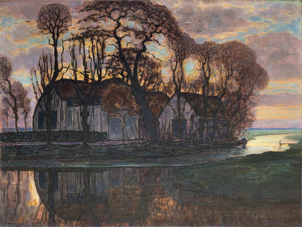 Farm Near Duivendrecht, in the Evening - Piet Mondrian (1916)