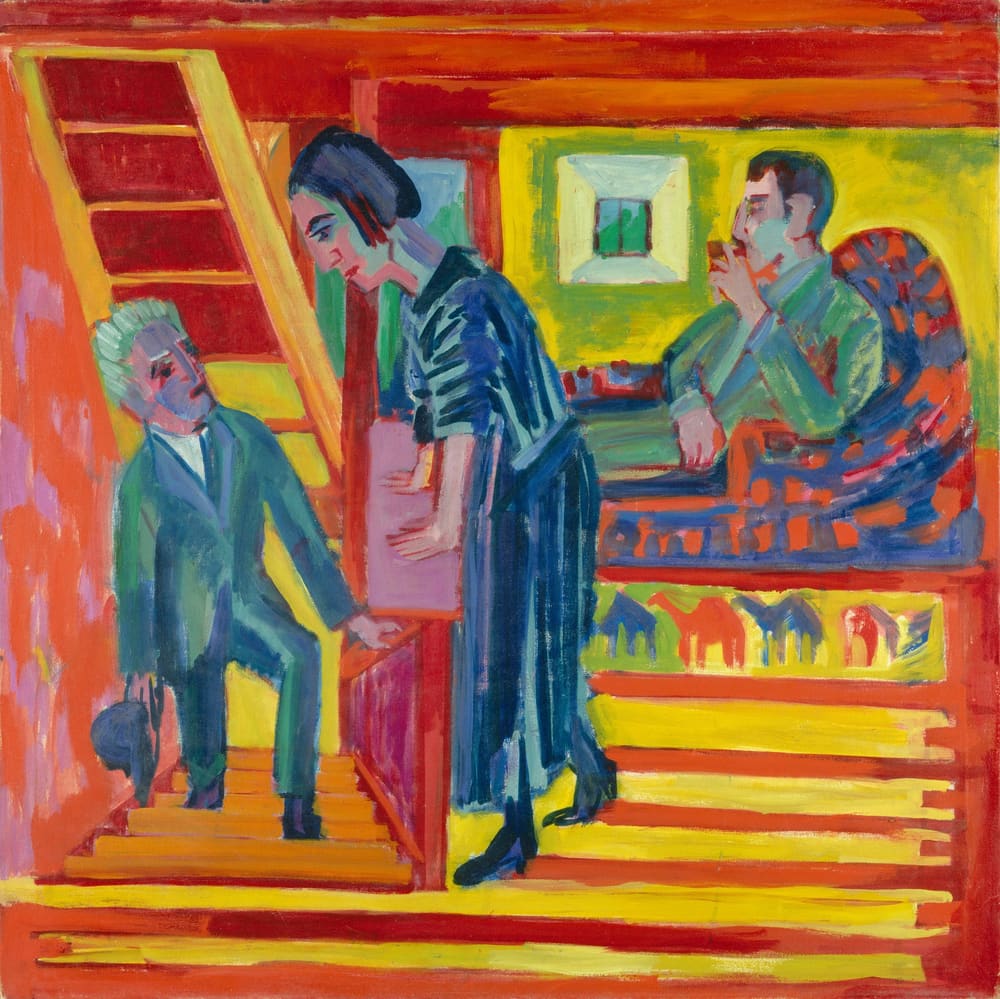 The Visit - Couple and Newcomer - Ernst Ludwig Kirchner (1923)